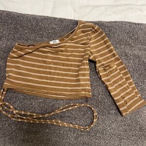 Ardene Brown Striped Crop Top